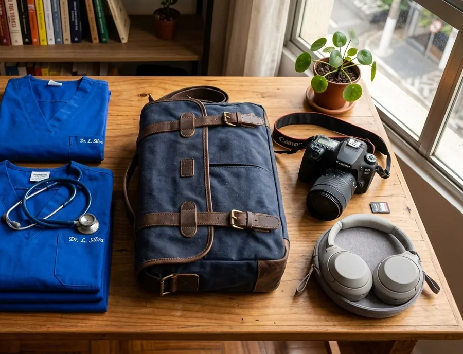 Uniformes médicos, bolsa, câmera e fones de ouvido comprados nos EUA para entregar no Brasil